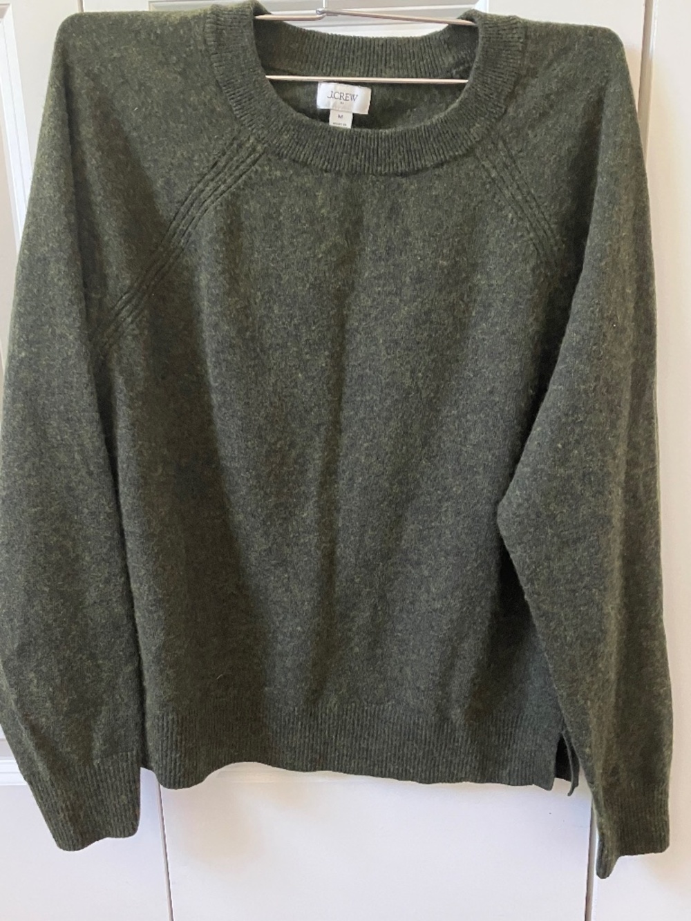 J Crew dark green crew neck sweater